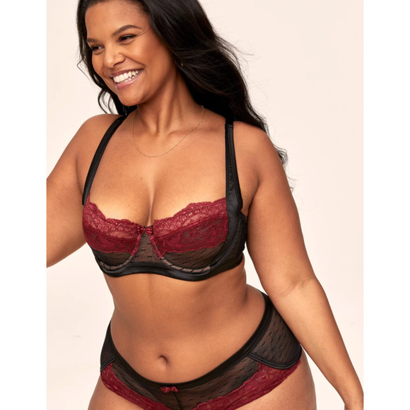 Adore Me Lark Mesh Shortie Panty Black and Red Size 3X NWT - Picture 4 of 5